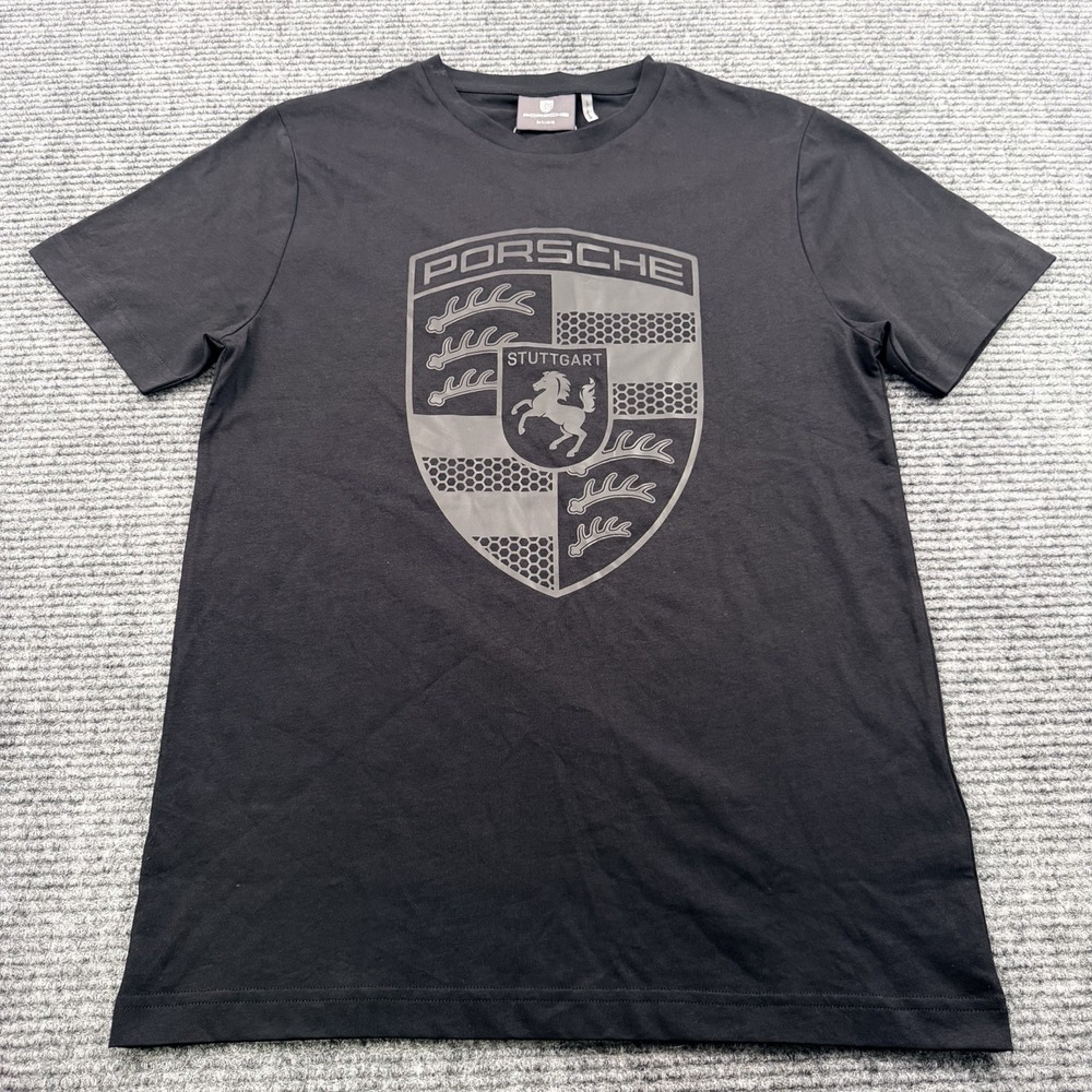 Porsche Crest T-shirt Men's Size XS Essential Black Official Short Sleeve NWT